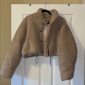 Oversized Cropped Teddy Jacket